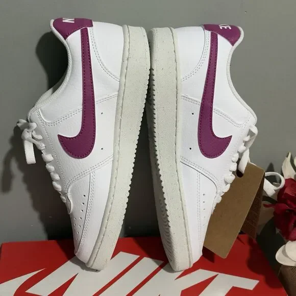 NEW Women Nike Court Vision Low Next Nature Shoes US 7.5 White W/Magenta Swoosh - Picture 14 of 16